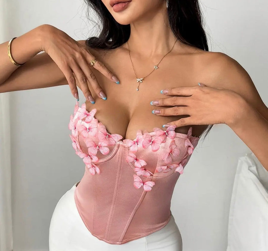 Pink Butterfly Corset
