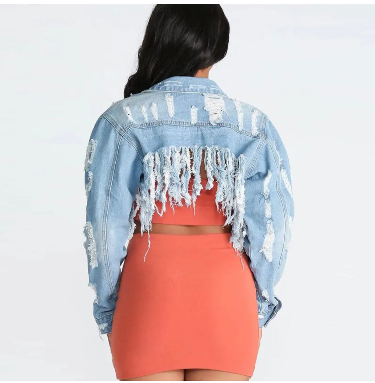 Denim Ripped Short Jacket