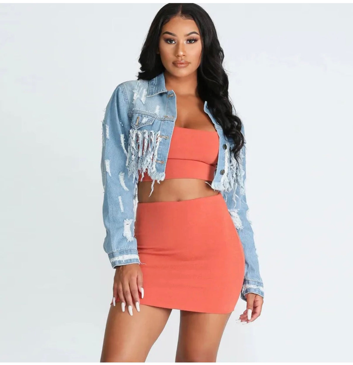 Denim Ripped Short Jacket