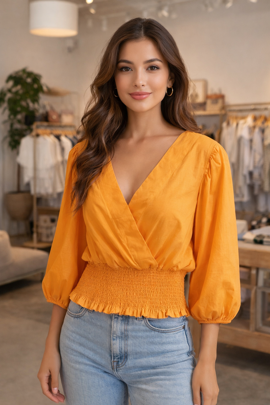 Ruffle Elastic Blouse