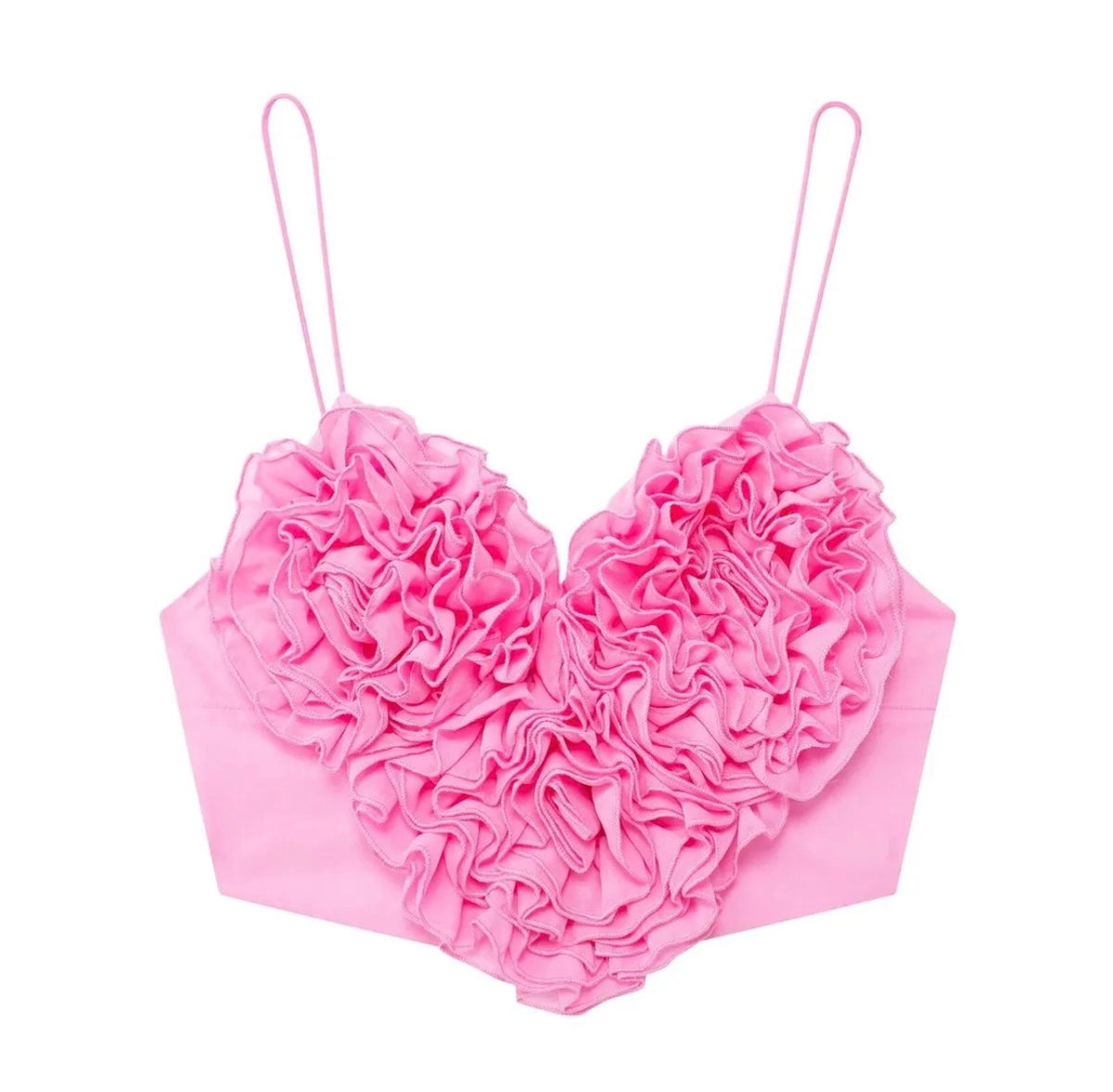 Pink Heart Puffy Spaguetti Strap Crop