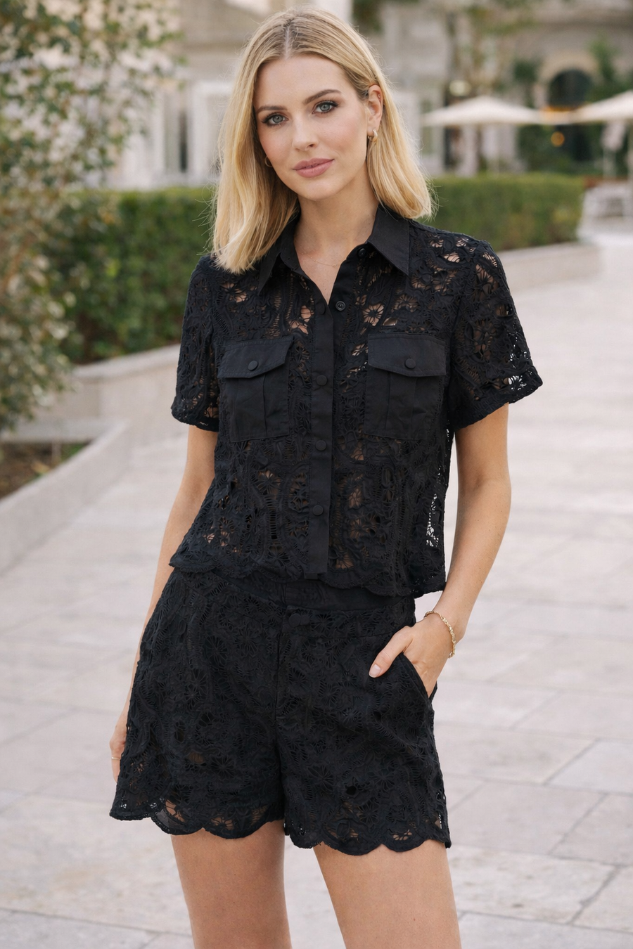 Black See Trough Short Set