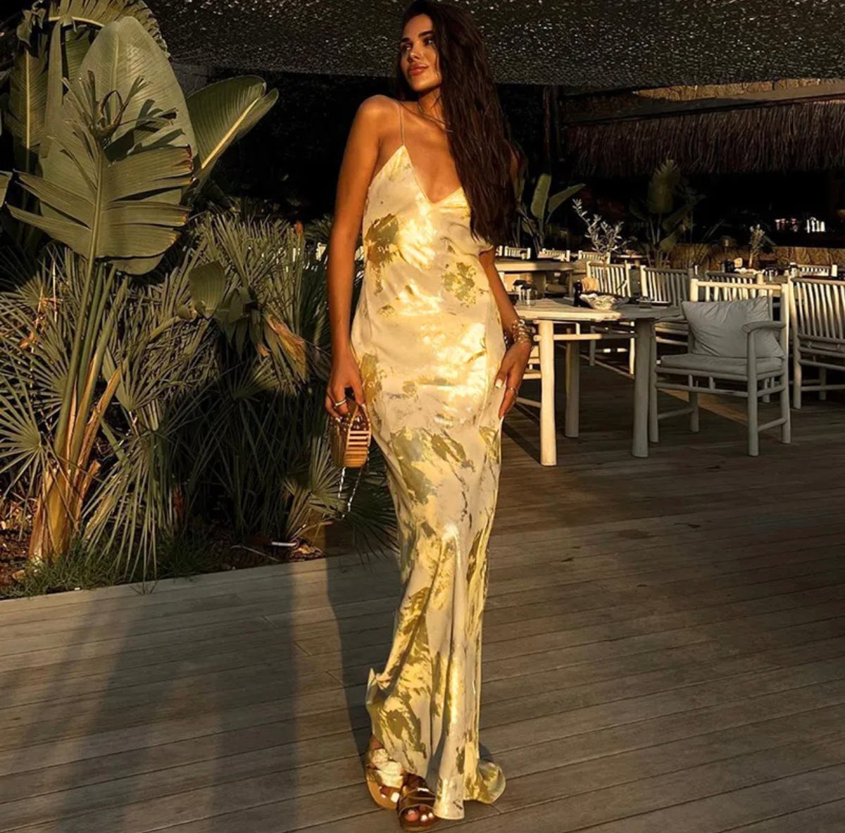 Gold Sexy Backless Dress