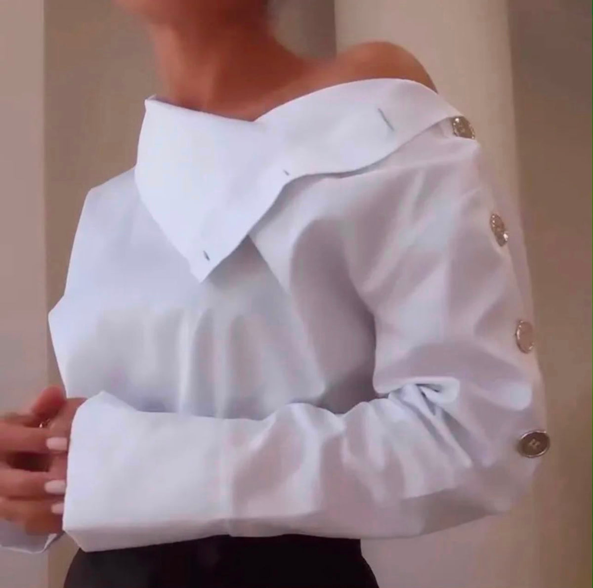 White/ gold buttons shirt