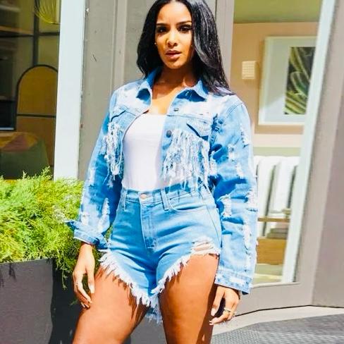 Denim Ripped Short Jacket
